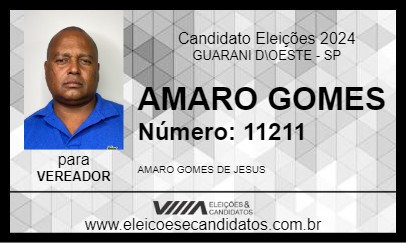 Candidato AMARO GOMES 2024 - GUARANI D\OESTE - Eleições