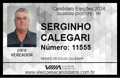 Candidato SERGINHO CALEGARI 2024 - GUARANI D\OESTE - Eleições