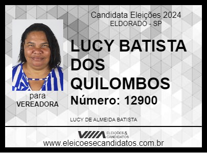 Candidato LUCY BATISTA DOS QUILOMBOS 2024 - ELDORADO - Eleições