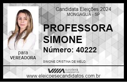 Candidato PROFESSORA SIMONE 2024 - MONGAGUÁ - Eleições