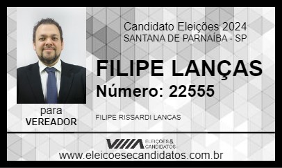 Candidato FILIPE LANÇAS 2024 - SANTANA DE PARNAÍBA - Eleições