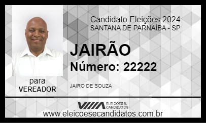 Candidato JAIRÃO 2024 - SANTANA DE PARNAÍBA - Eleições