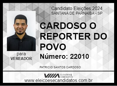 Candidato CARDOSO O REPORTER DO POVO 2024 - SANTANA DE PARNAÍBA - Eleições