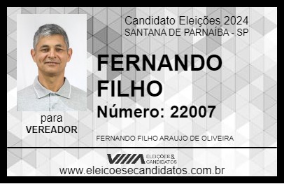 Candidato FERNANDO FILHO 2024 - SANTANA DE PARNAÍBA - Eleições