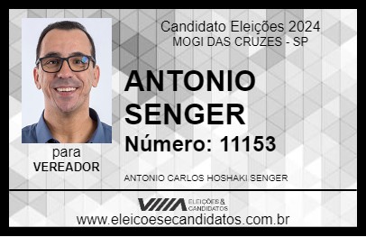 Candidato ANTONIO SENGER 2024 - MOGI DAS CRUZES - Eleições