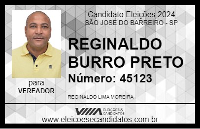 Candidato REGINALDO BURRO PRETO 2024 - SÃO JOSÉ DO BARREIRO - Eleições