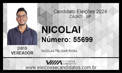 Candidato NICOLAI 2024 - CAJATI - Eleições