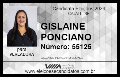 Candidato GISLAINE PONCIANO 2024 - CAJATI - Eleições