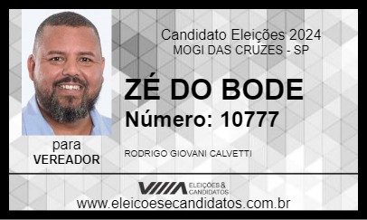 Candidato ZÉ DO BODE 2024 - MOGI DAS CRUZES - Eleições