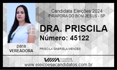 Candidato DRA. PRISCILA 2024 - PIRAPORA DO BOM JESUS - Eleições