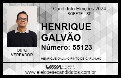 Candidato HENRIQUE GALVÃO 2024 - BOFETE - Eleições