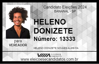 Candidato HELENO DONIZETE 2024 - BANANAL - Eleições