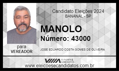 Candidato MANOLO 2024 - BANANAL - Eleições