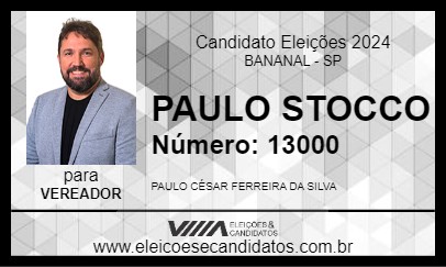 Candidato PAULO STOCCO 2024 - BANANAL - Eleições