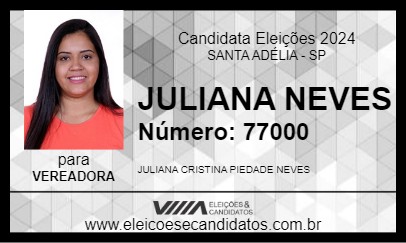 Candidato JULIANA  NEVES 2024 - SANTA ADÉLIA - Eleições