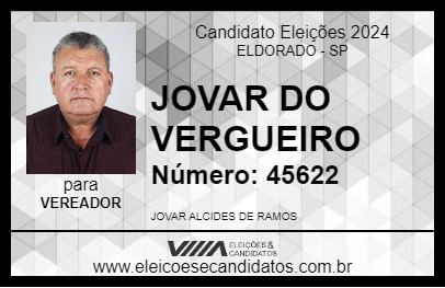 Candidato JOVAR DO VERGUEIRO 2024 - ELDORADO - Eleições