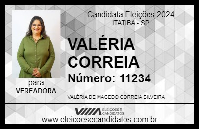 Candidato VALÉRIA CORREIA 2024 - ITATIBA - Eleições