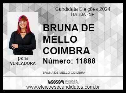 Candidato BRUNA DE MELLO COIMBRA 2024 - ITATIBA - Eleições