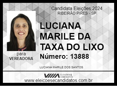 Candidato LUCIANA MARILE DA TAXA DO LIXO 2024 - RIBEIRÃO PIRES - Eleições