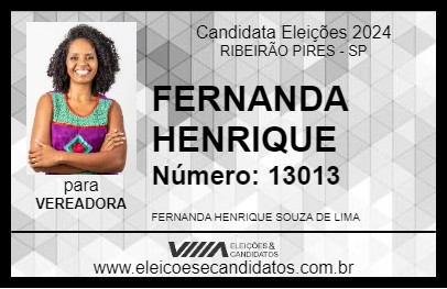 Candidato FERNANDA HENRIQUE 2024 - RIBEIRÃO PIRES - Eleições