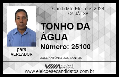 Candidato TONHO DA ÁGUA 2024 - CAIUÁ - Eleições