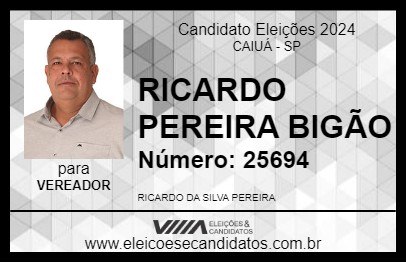 Candidato RICARDO PEREIRA BIGÃO 2024 - CAIUÁ - Eleições