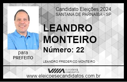 Candidato LEANDRO MONTEIRO 2024 - SANTANA DE PARNAÍBA - Eleições