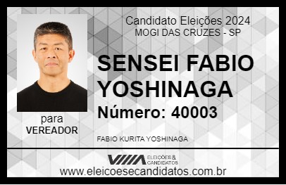 Candidato SENSEI FABIO YOSHINAGA 2024 - MOGI DAS CRUZES - Eleições