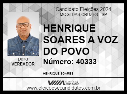 Candidato HENRIQUE SOARES A VOZ DO POVO 2024 - MOGI DAS CRUZES - Eleições