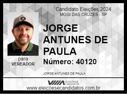 Candidato JORGE ANTUNES DE PAULA 2024 - MOGI DAS CRUZES - Eleições