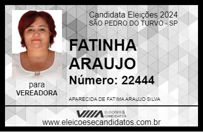 Candidato FATINHA ARAUJO 2024 - SÃO PEDRO DO TURVO - Eleições