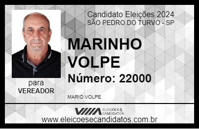 Candidato MARINHO VOLPE 2024 - SÃO PEDRO DO TURVO - Eleições