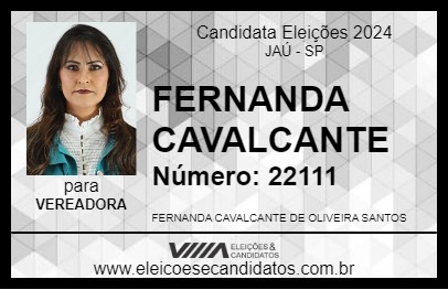 Candidato FERNANDA CAVALCANTE 2024 - JAÚ - Eleições