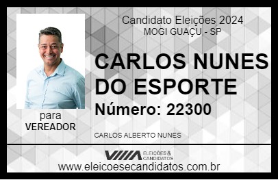 Candidato CARLOS NUNES DO ESPORTE 2024 - MOGI GUAÇU - Eleições