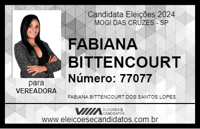 Candidato FABIANA BITTENCOURT 2024 - MOGI DAS CRUZES - Eleições