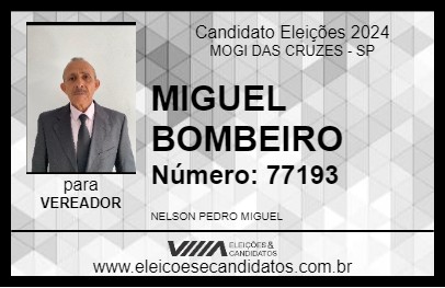 Candidato MIGUEL BOMBEIRO 2024 - MOGI DAS CRUZES - Eleições