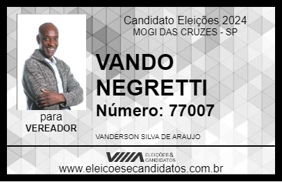 Candidato VANDO NEGRETTI 2024 - MOGI DAS CRUZES - Eleições