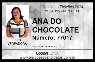 Candidato ANA DO CHOCOLATE 2024 - MOGI DAS CRUZES - Eleições