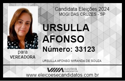 Candidato URSULLA AFONSO 2024 - MOGI DAS CRUZES - Eleições