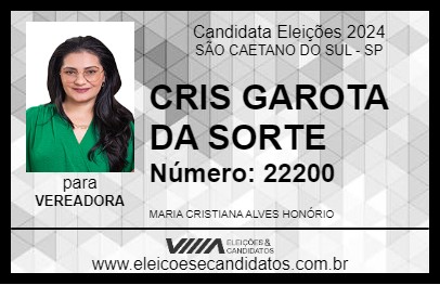 Candidato CRIS GAROTA DA SORTE 2024 - SÃO CAETANO DO SUL - Eleições