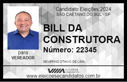 Candidato BILL DA CONSTRUTORA 2024 - SÃO CAETANO DO SUL - Eleições