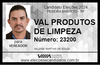 Candidato VAL PRODUTOS DE LIMPEZA 2024 - PEREIRA BARRETO - Eleições