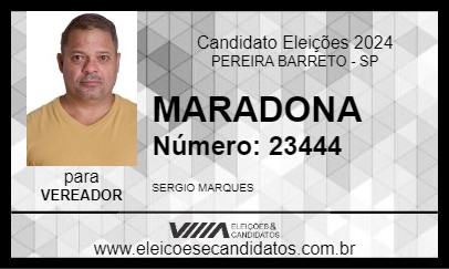 Candidato MARADONA 2024 - PEREIRA BARRETO - Eleições