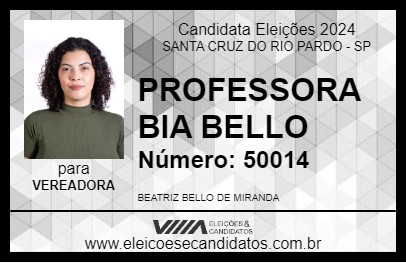 Candidato PROFESSORA BIA BELLO 2024 - SANTA CRUZ DO RIO PARDO - Eleições