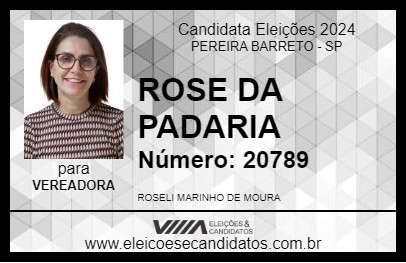 Candidato ROSE DA PADARIA 2024 - PEREIRA BARRETO - Eleições