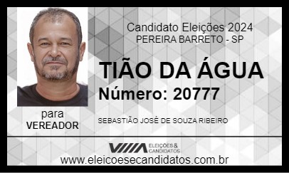 Candidato TIÃO DA ÁGUA 2024 - PEREIRA BARRETO - Eleições