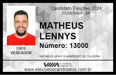 Candidato MATHEUS LENNYS 2024 - ITUVERAVA - Eleições