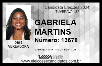 Candidato GABRIELA MARTINS 2024 - ITUVERAVA - Eleições