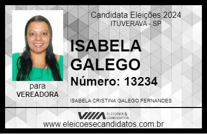 Candidato ISABELA GALEGO 2024 - ITUVERAVA - Eleições