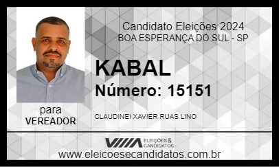 Candidato KABAL 2024 - BOA ESPERANÇA DO SUL - Eleições